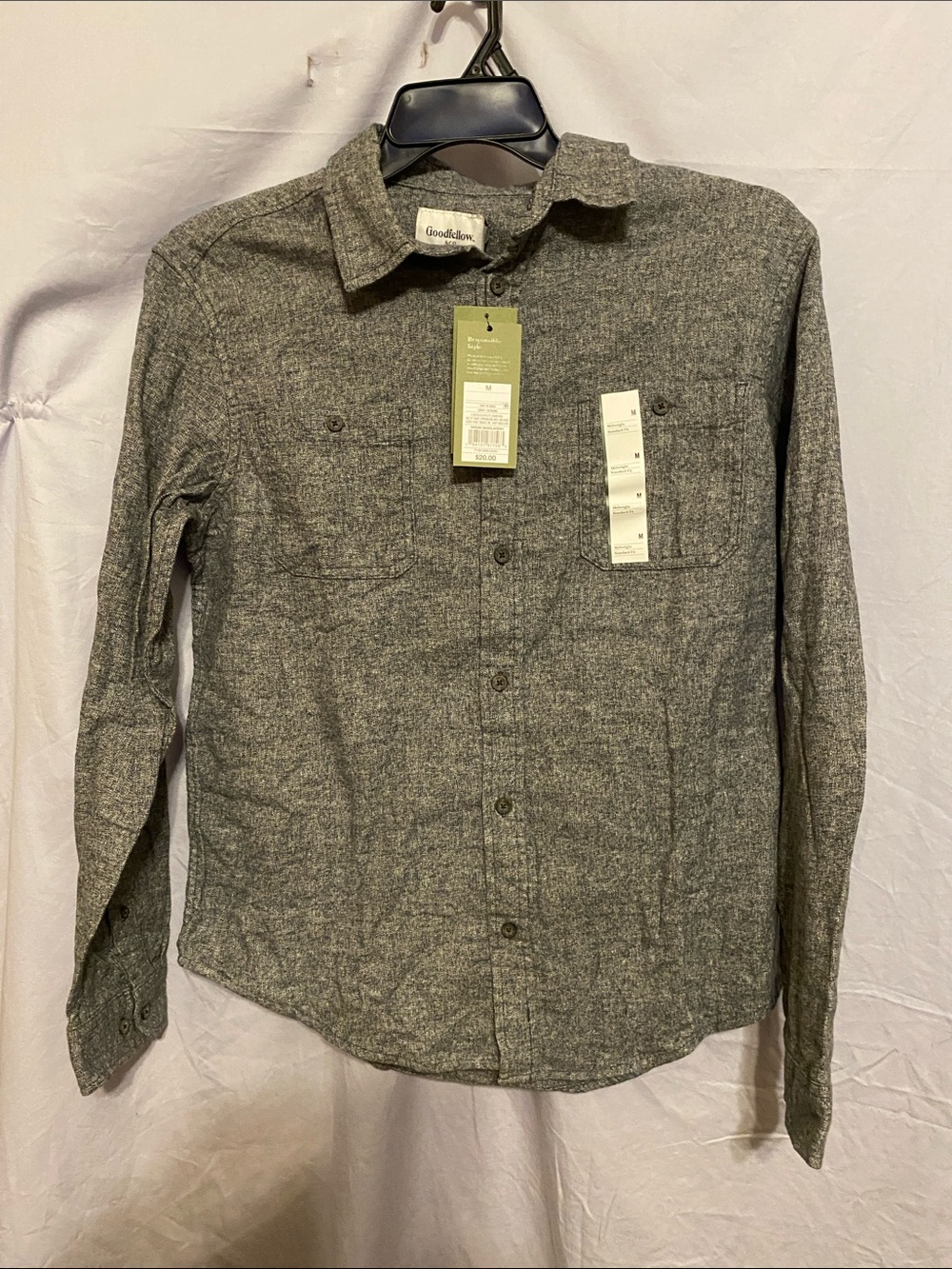 Goodfellow & Co Men's Heather Gray Long-Sleeve Button-Down Shirt